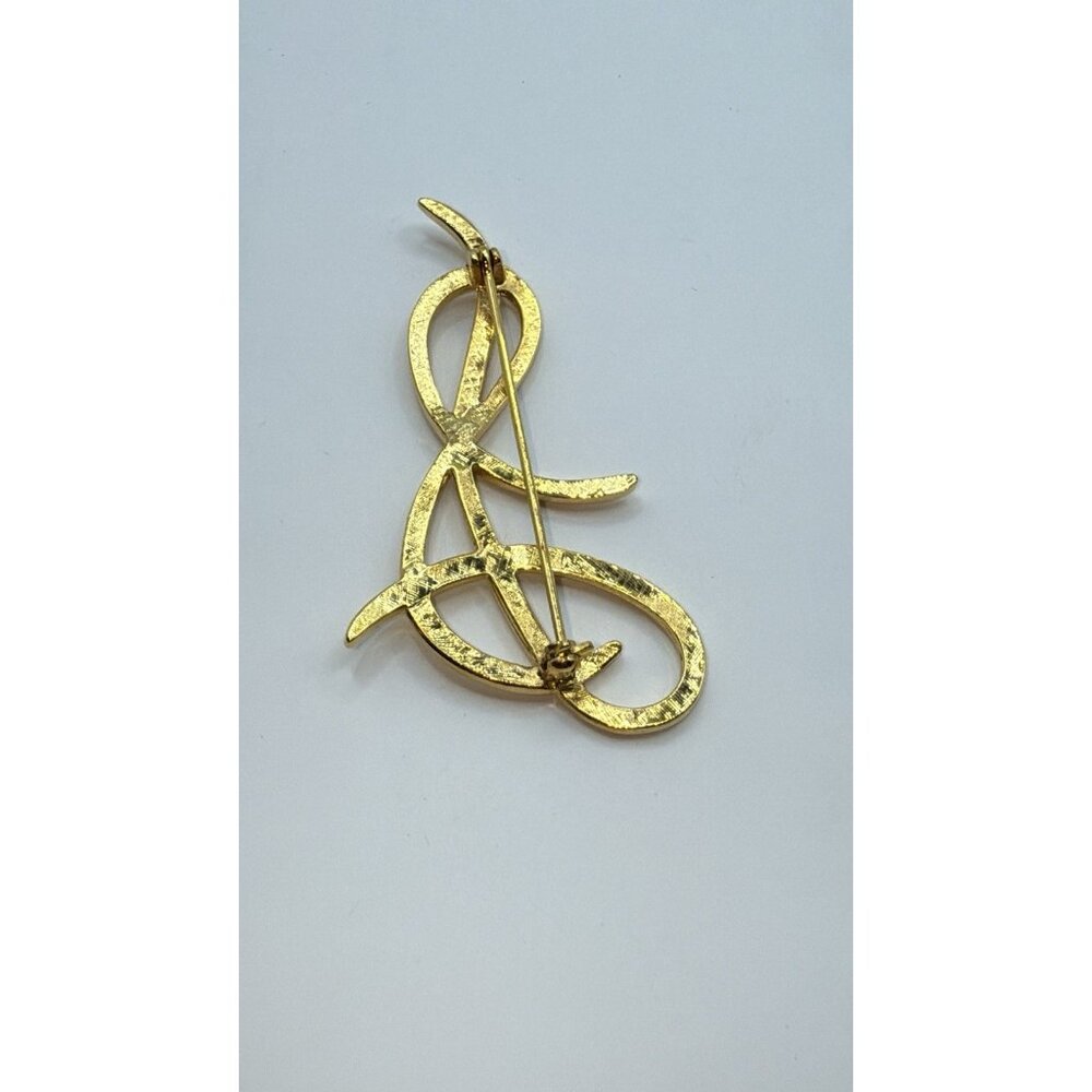 Vintage Cursive Script Initial Letter S Gold Tone… - image 2